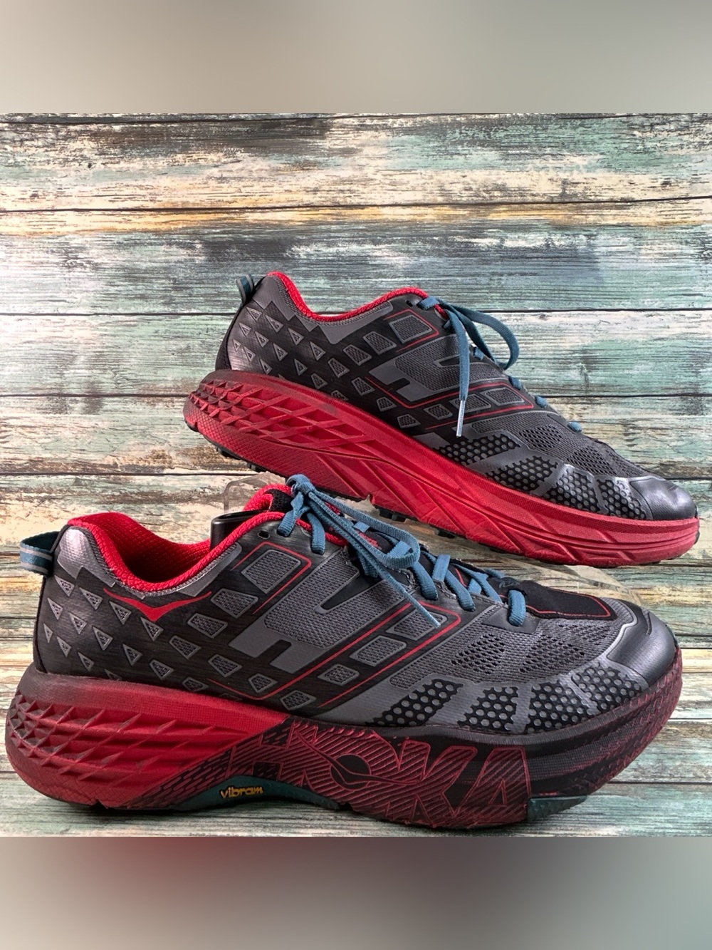 Hoka One One Speedgoat 2 Trail Running Shoe Mens Size 11 Black Vibram Soles